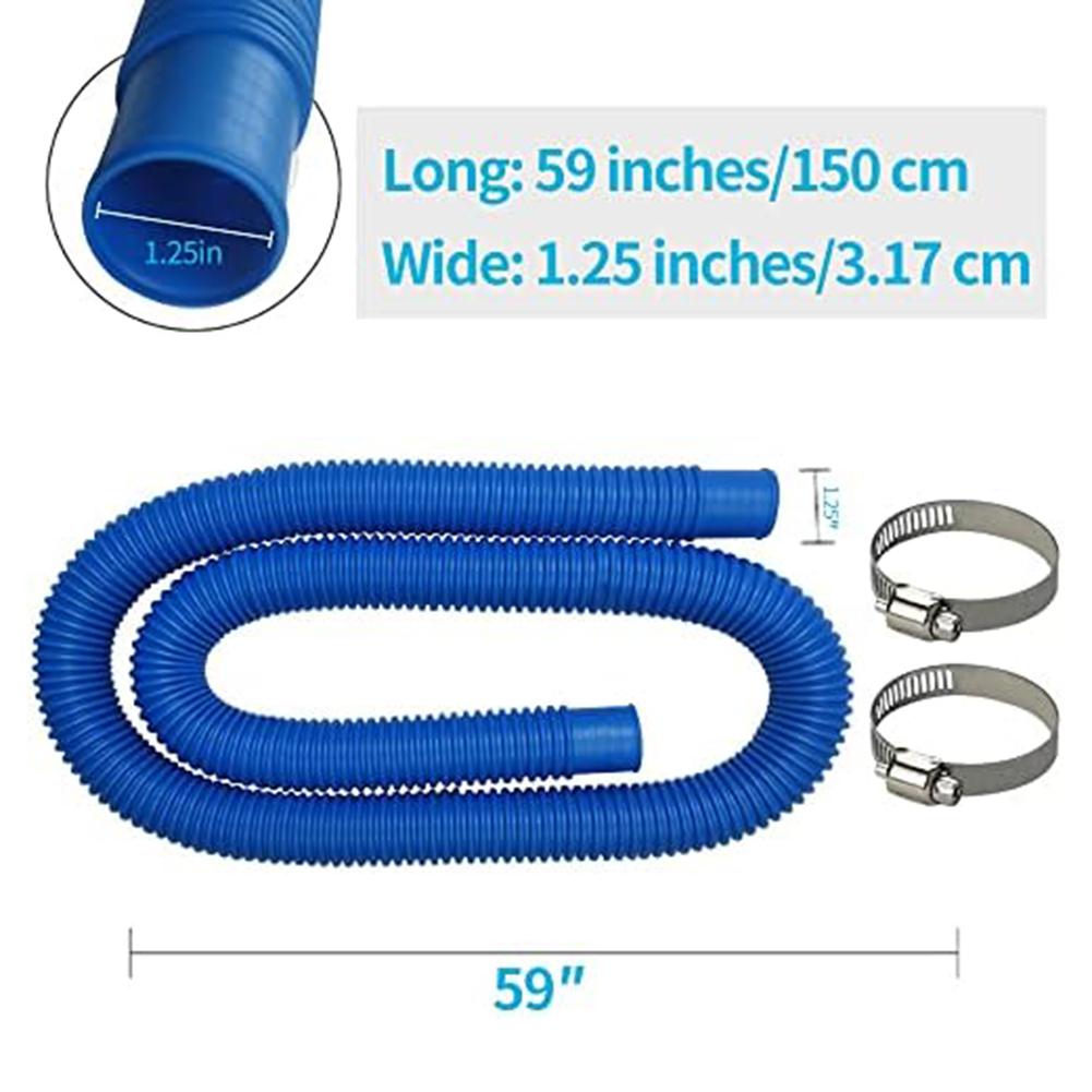 32mm Pool Hose Set With Metal Clips Easy Installation Flexible Leak-Proof Polyethylene For Above Ground Pool Pumps