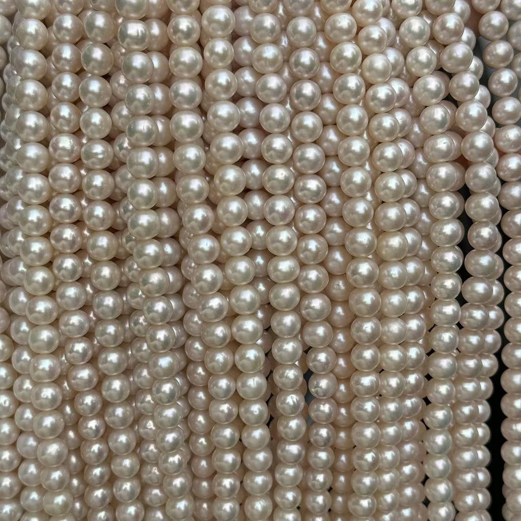 1String, White Natural Freshwater Pearls, Handmade Near Round Pearl Beads for Jewelry Making DIY Crafts (Beads 7.5-8.5mm, Length 36cm)