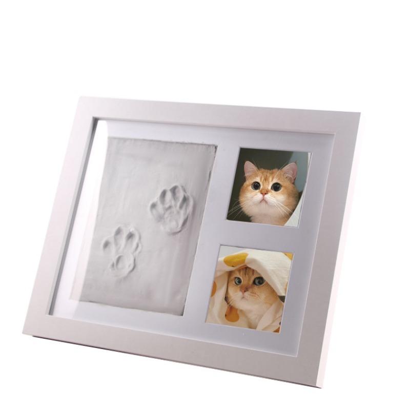 Pet Paw Print Kit Photo Frame DIY Keepsake for Dog Cat Hand Foot Clay Impression Memorial Picture Display Gift Decor Tabletop
