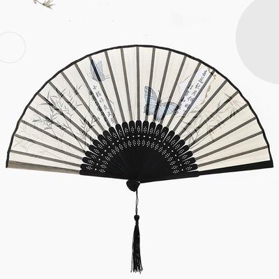 Art Craft Fan Retro Folding Butterfly Fan Portable Bamboo Handheld Fan Chinese Style with Tassels Dancing Fan For Wedding Party
