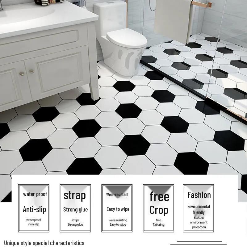 Adesivo da Pavimento Moderno Minimalista Autoadesivo per Bagno, WC e Cucina