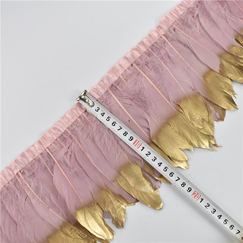 2Meters Leather Pink Ostrich Feather Trims Fluffy Turkey Feather Boas Goose Plumas Fringe Ribbon for Needlework and Handicrafts