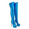 Fashion New Black Green Waterproof Platform 16cm High Heels Over The Knee Boots Women's Fashion Show Pole Dance Round Toe Boots 35-45