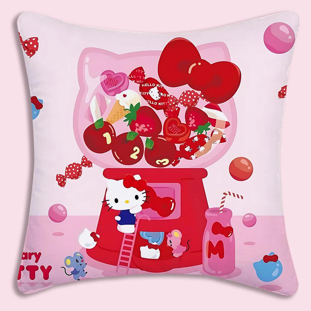 Cartoon Sanrios Hellokitty Hot Pillow Covers Cartoon Sofa Decorative Home Doublesided Printing Short Plush Cute Cushion Cover