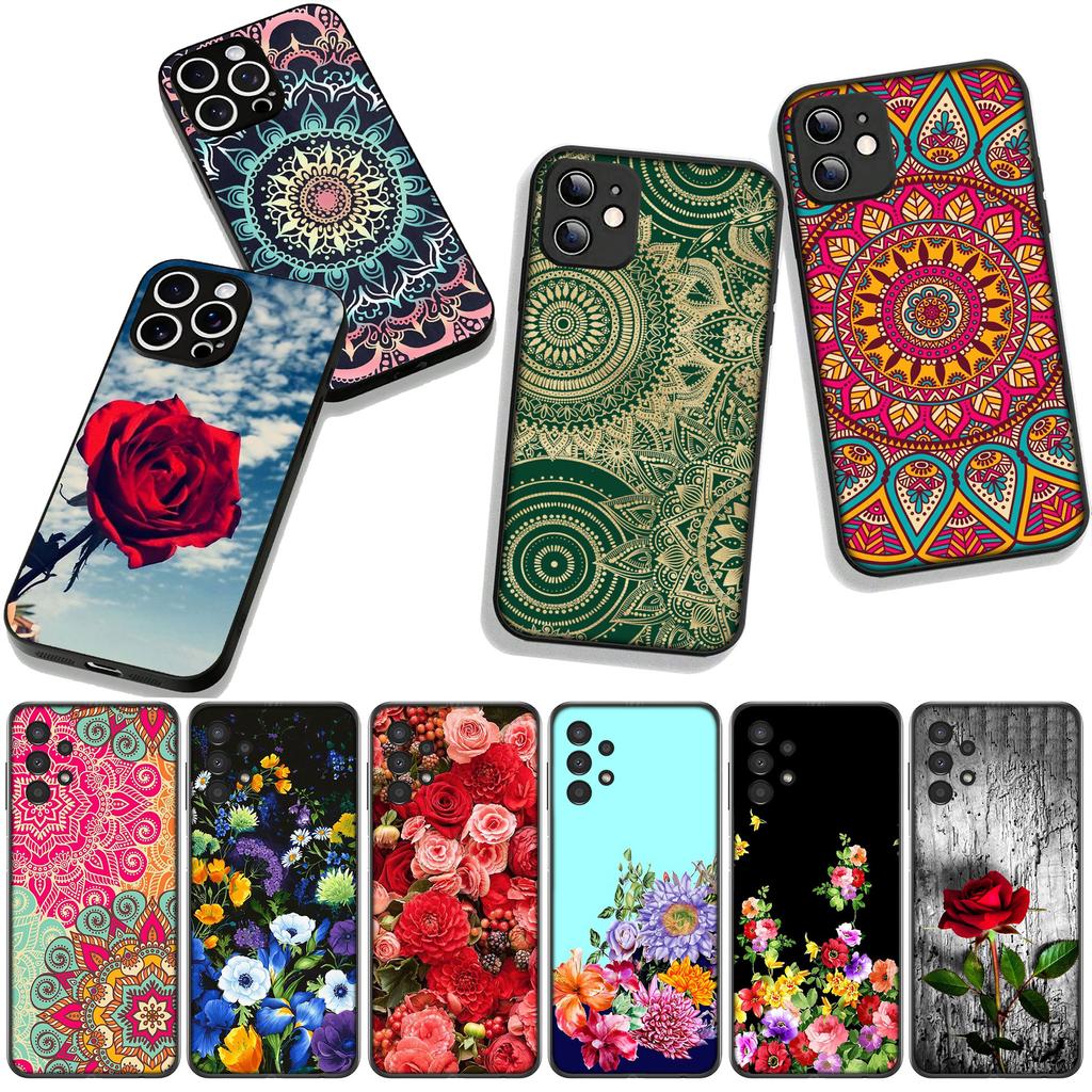 Floral Paisley Mandala Flower Texture Rose Case for Motorola Moto G54 G05 G24 G75 G85 G15 G86 Power Edge 50 30 Fusion neo Pro