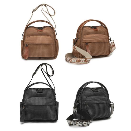 Women Plaid Sling Bag Shoulder Bag Crossbody Purse with Geometric Adjustable Strap Handbag with Top Handle for Travel Street Commuting