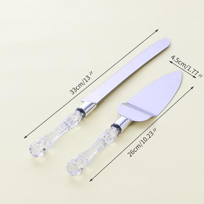 Ensemble de Coupe-Gâteau et Serveur Transparent pour Mariage avec Manche en Cristal Ensemble à Découper le Gâteau Réutilisable Vaisselle de Table pour Réception de Mariage