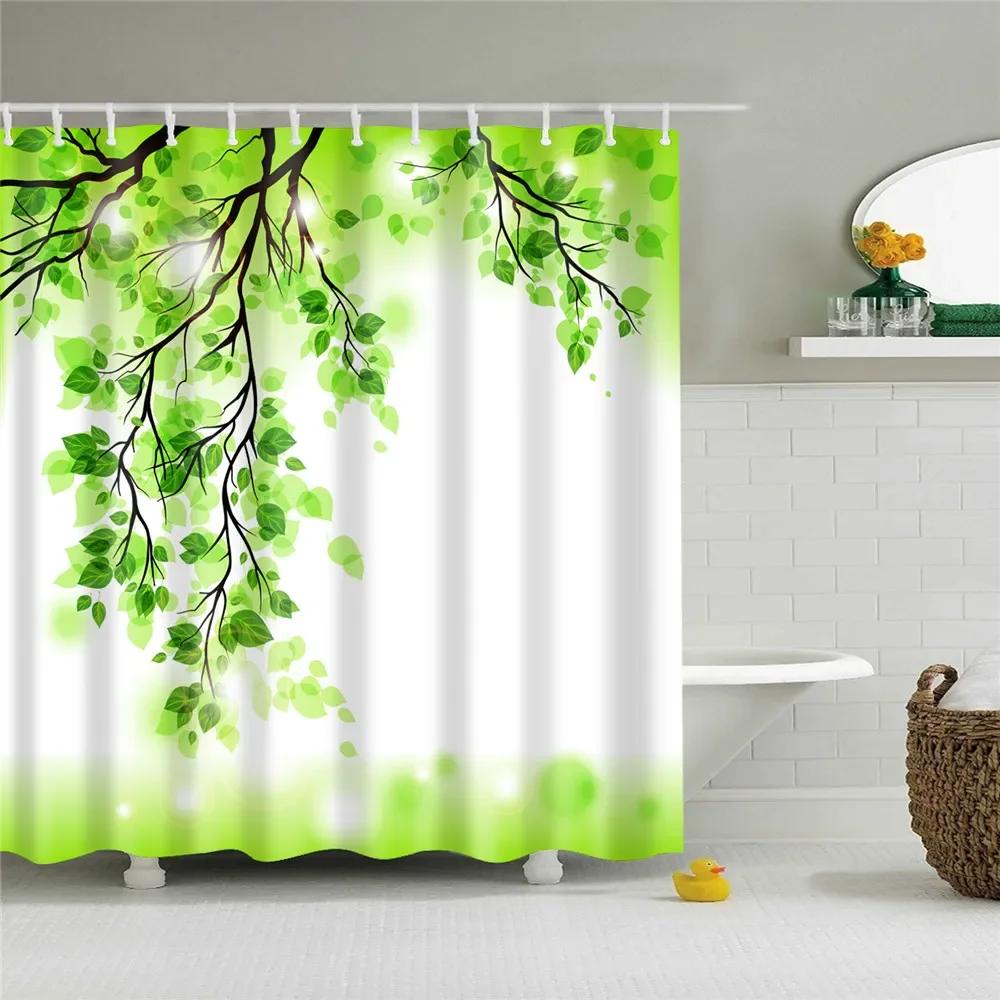 Rose Plum Blossom Flowers Print Waterproof Shower Curtain Washable Fabric Bath Curtain Home Bathroom Curtains With 12 Hooks