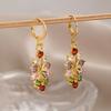 Bohemian Style Colorful Synthetic Zirconia Pendant Earrings, Elegant Accessories for Women's Holiday Parties, Perfect Gift