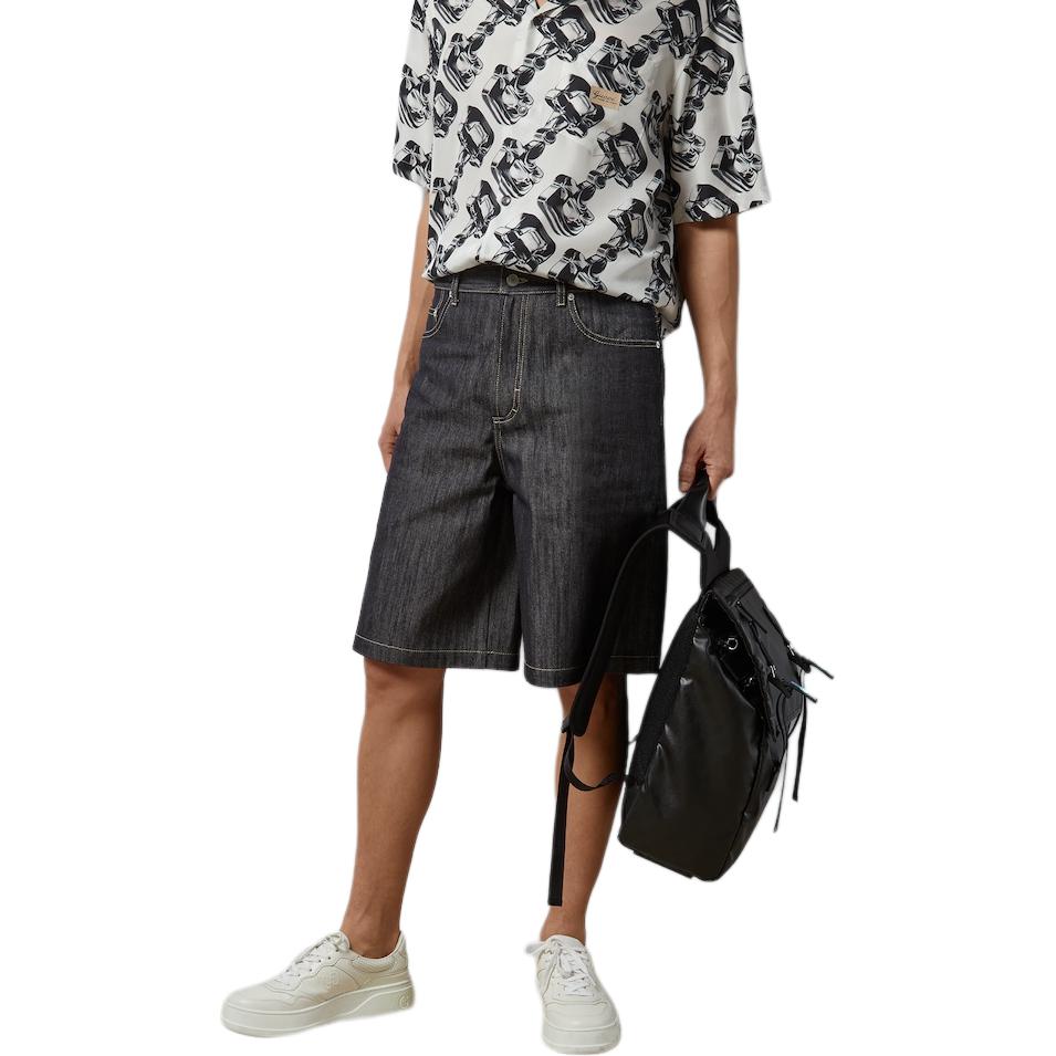 GUCCI Jacquard Detail Denim Shorts Denim Shorts Men's Dark Blue 782705-XDCWP-4759