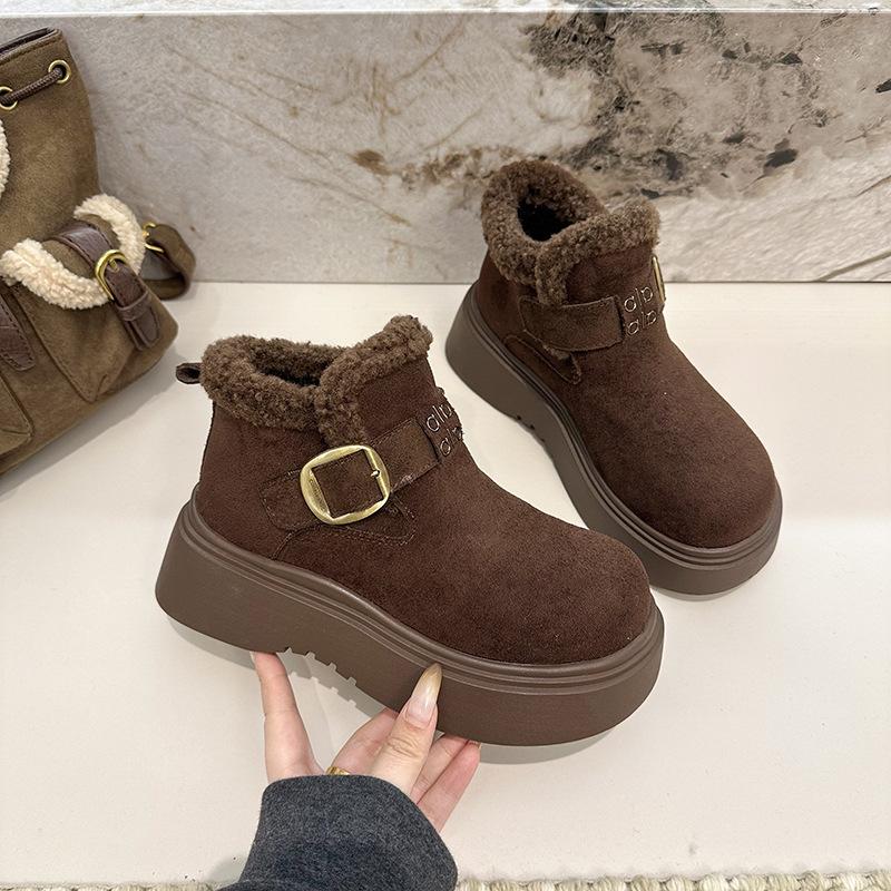 

Женские мягкие эластичные утолщенные подошвы увеличивающие рост зимние меховые теплые холодные стеганые снежные ботинки нескользящие износостойкие повседневные спортивные хлопковые ботинки обувь Ле Фу 38 кофейный
