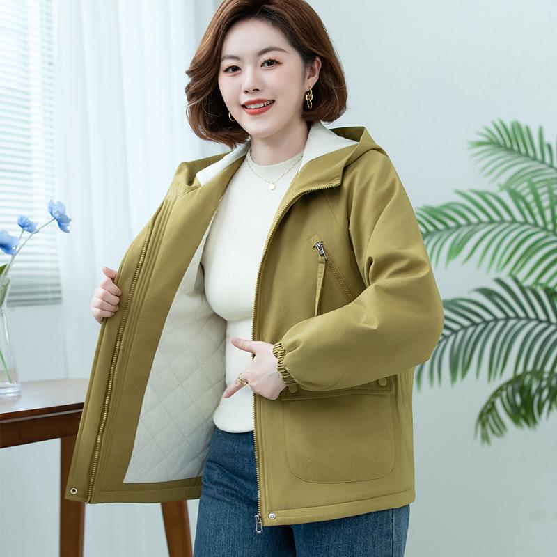 Women's Fleece-Lined Cotton Padded Short Trench Coat - Spring & Autumn Casual, Versatile, Loose Fit 2025.