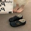 Warm Cotton Women Ballet Flats Comfort Soft Sole Short Plush Mary Jane Shoes Outdoor Grandma's shoes For Autumn Winter