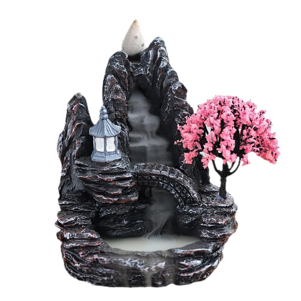 Waterfall Incense Burner Mountains River Shaped Incense Burner Home Decor Backflow Fragrance Aroma Fountain Zen Decor Burner