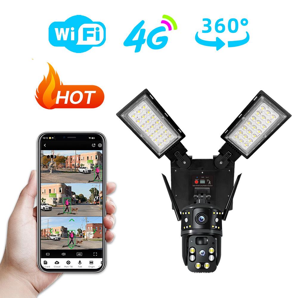 CrossV380 Solar 4G WiFi Street Light with Dual Lens, Waterproof Night Vision Camera.