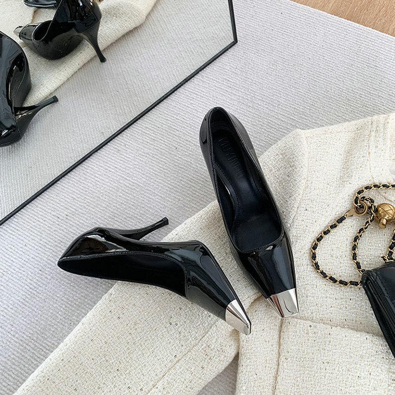 Fashion 2025 Summer Super Slim Little Cat Heels Black High Sense Bun Head Beautiful Not Tired Feet High Heeled Sandals Women Pumps