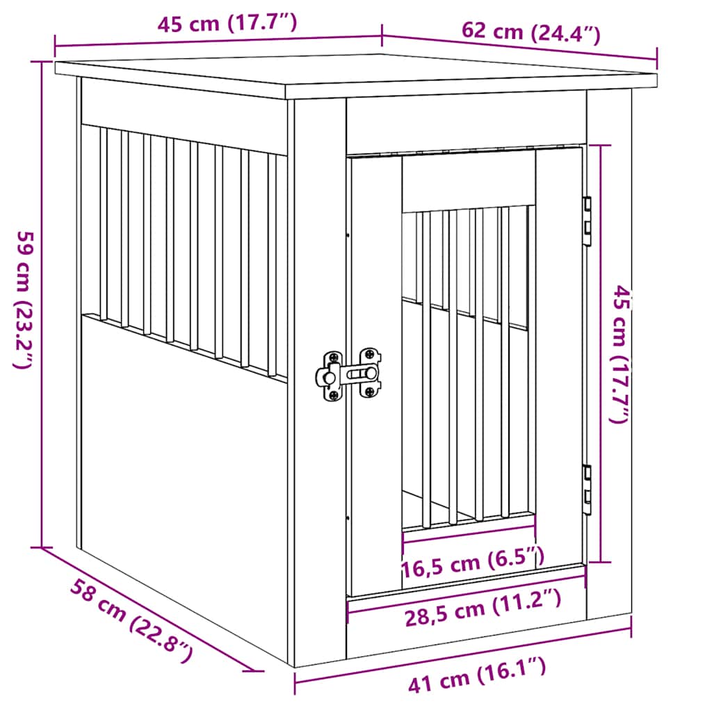 Hundebox Möbel Schwarzeiche 45 x 62 x 59 cm Holzwerkstoff