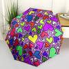 1pc Heart Print Automatic Umbrella - Automatic Opening And Closing, Sturdy Iron Frame, Portable Folding Design yy251018109