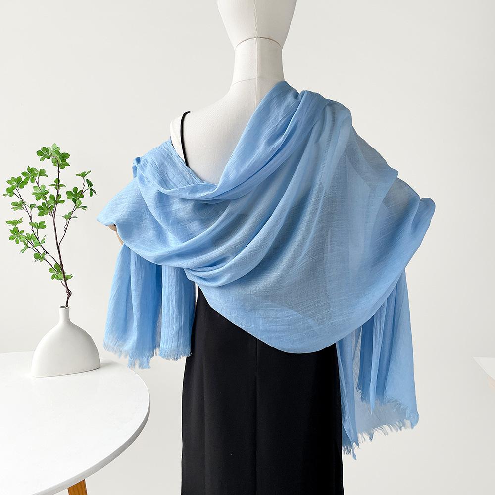 Summer versatile cotton and linen scarf shawl lengthened solid color yarn shawl sunscreen shawl simple scarf silk scarf women