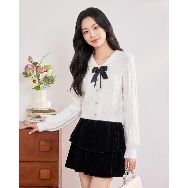 IEF Autumn Elegant Bowknot Knit Top