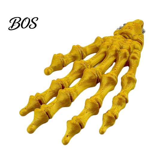Cool Skeleton Hand Accessory Keychain, with Hanging Chain 3D Printed Ornament, Movable Gothic Ornament Joint Design Skull Palm Stress Relief