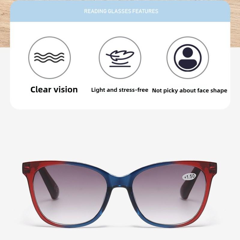 Fashion Large Frame Progressive Color Presbyopia Glasses Women Outdoor Sunshade HD Reading Sunglasses UV Protection