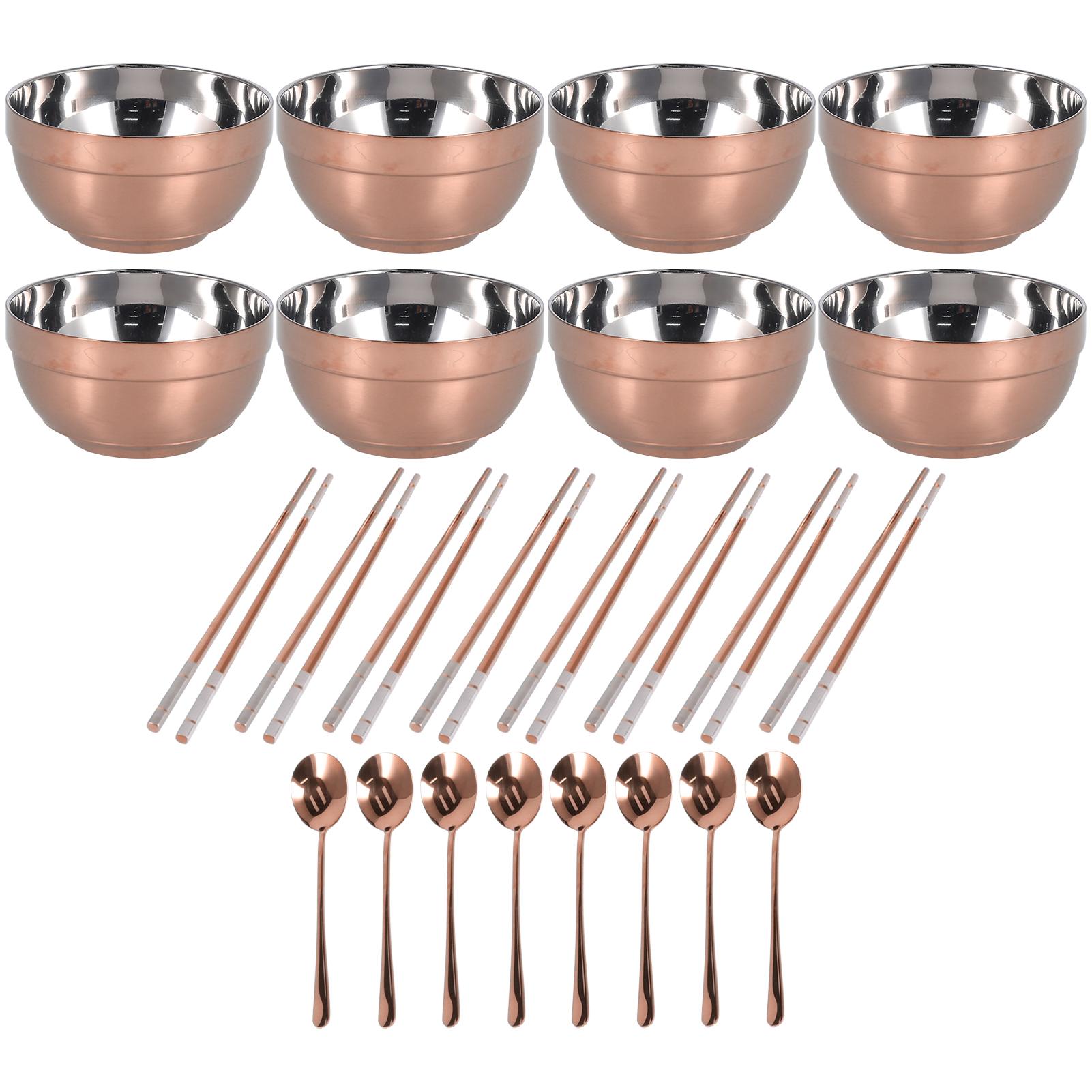 

Bowl Spoon Chopsticks Set 304 Stainless Steel Kitchen Tableware Cutlery Kit for Home Restaurant