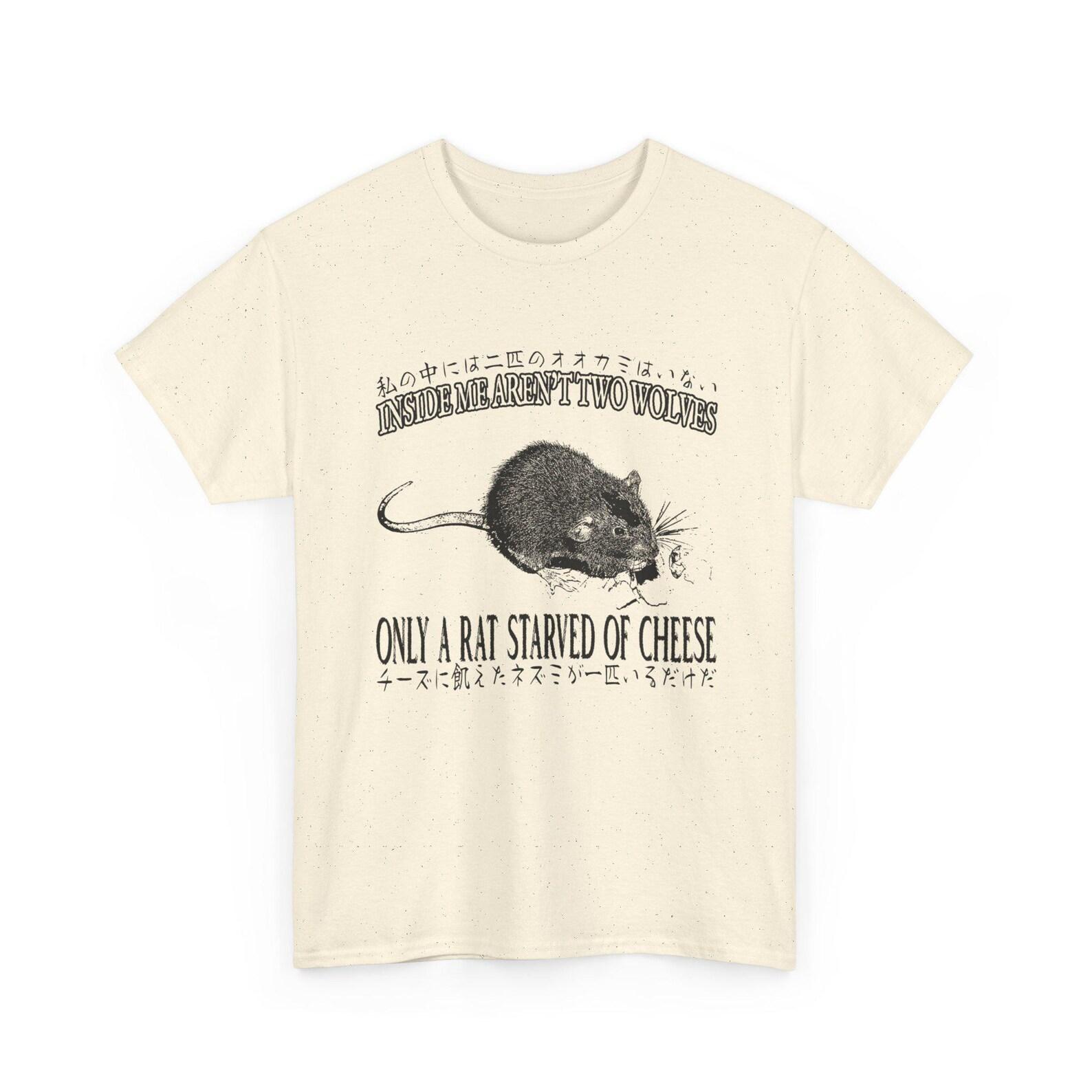 Only a Rat Starved of Cheese T-Shirt | Vintage Illustration, Funny Rodent Tee XL