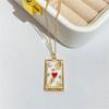 18K Gold-plated Tarot Card Square Pendant Necklace, Set with Diamonds, INS Style Women's Jewelry