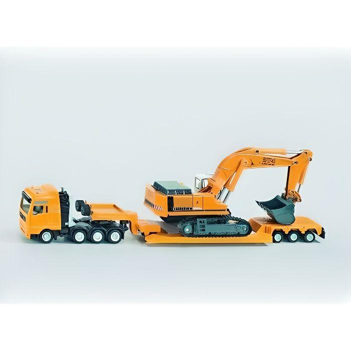 Low-loader with excavator siku - low-loader model with excavator - scale 1/87th blu