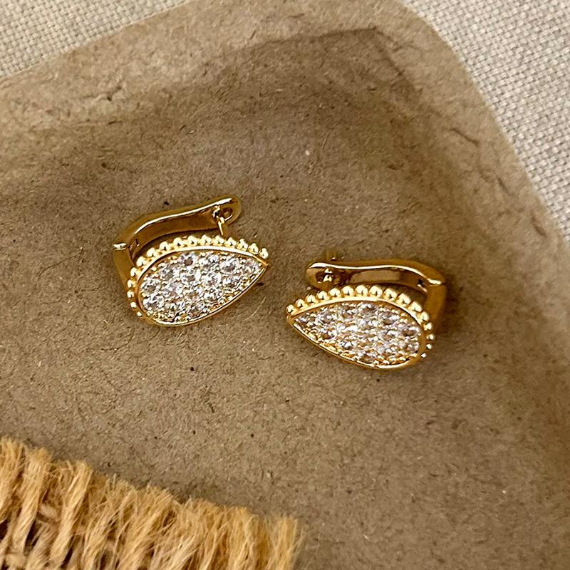 

PONYKISS Серьги-кольца из стерлингового серебра 925 пробы с покрытием 14K золотом с цирконами в форме капли воды для женщин Классические тонкие ювелирные изделия Минималистичные аксессуары