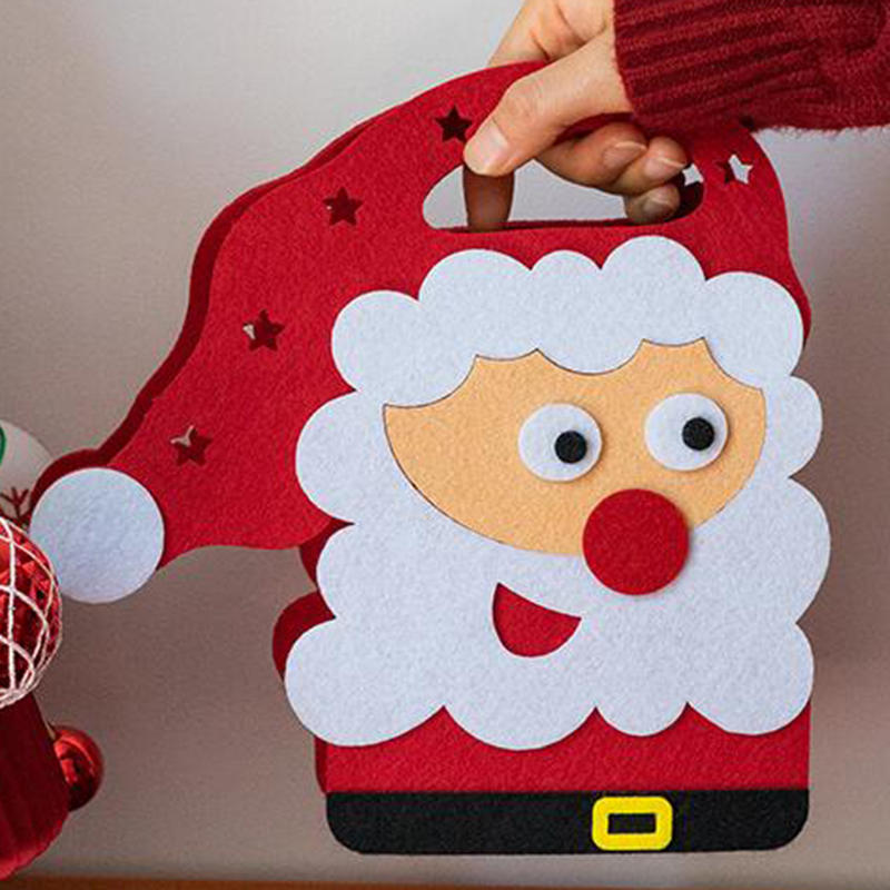 Cute Christmas Tree Treat Pouch Santa Claus Elk Gifts Bag Portable Decoration Felt Cloth Candy Handbag