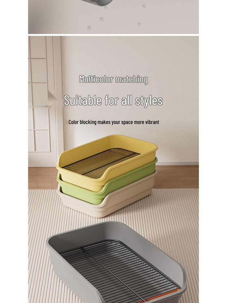 Extra Large Splash-Proof High-Sided Cat Litter Box, Semi-Enclosed & Easy to Clean