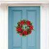 Artificial Floral Wreath for Front Door Realistic Large Rose Lily Flower Wreath with Leaves for Spring Valentine's Mother's Day Wedding Home Decor