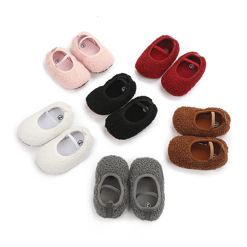 Warm Cotton Furry Baby Walking Shoes for 0-1 Year Olds - Indoor Autumn/Winter Wear