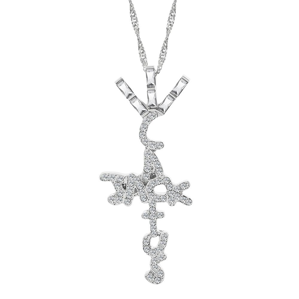 A Cactus Jack Shape Pendant Necklace Crystal Ice Cubic Zirconia Pendant Hip Hop Jewelry Gift