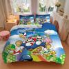 3pcs Mario Bros Characters Print Bedding Set (1 Cover + 2 Pillowcases, Without Inserts), This Printed Bedding Set is Soft and Comfortable, S