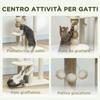 Cat Tower with Bed, Platform and Toy Ball, Made of Wood, Plush and Jute, 48.5x40x76 cm, Beige