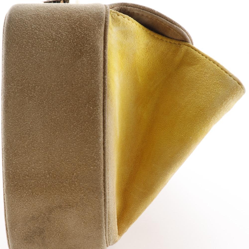 Chanel Chocolate Bar Handbag One Handle Brown/yellow Suede Women Used