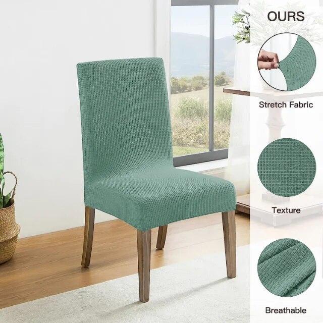2PCS Waterproof Dining Chair Cover Polar Fleece Stretch Chair Slipcover Solid Chair Cover for Kitchen Banquet Wedding Home