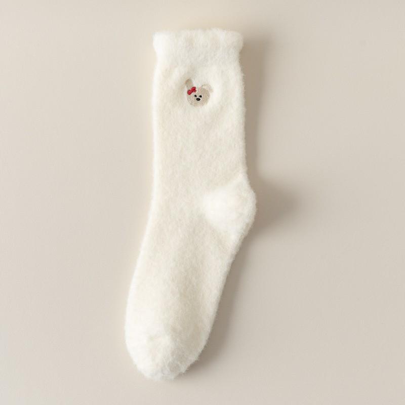 Plush Socks, Autumn and Winter Socks, Women's Mid-calf Socks, Warm with Fleece and Thickened, Warm and Cute, Fluffy Floor Pile Socks