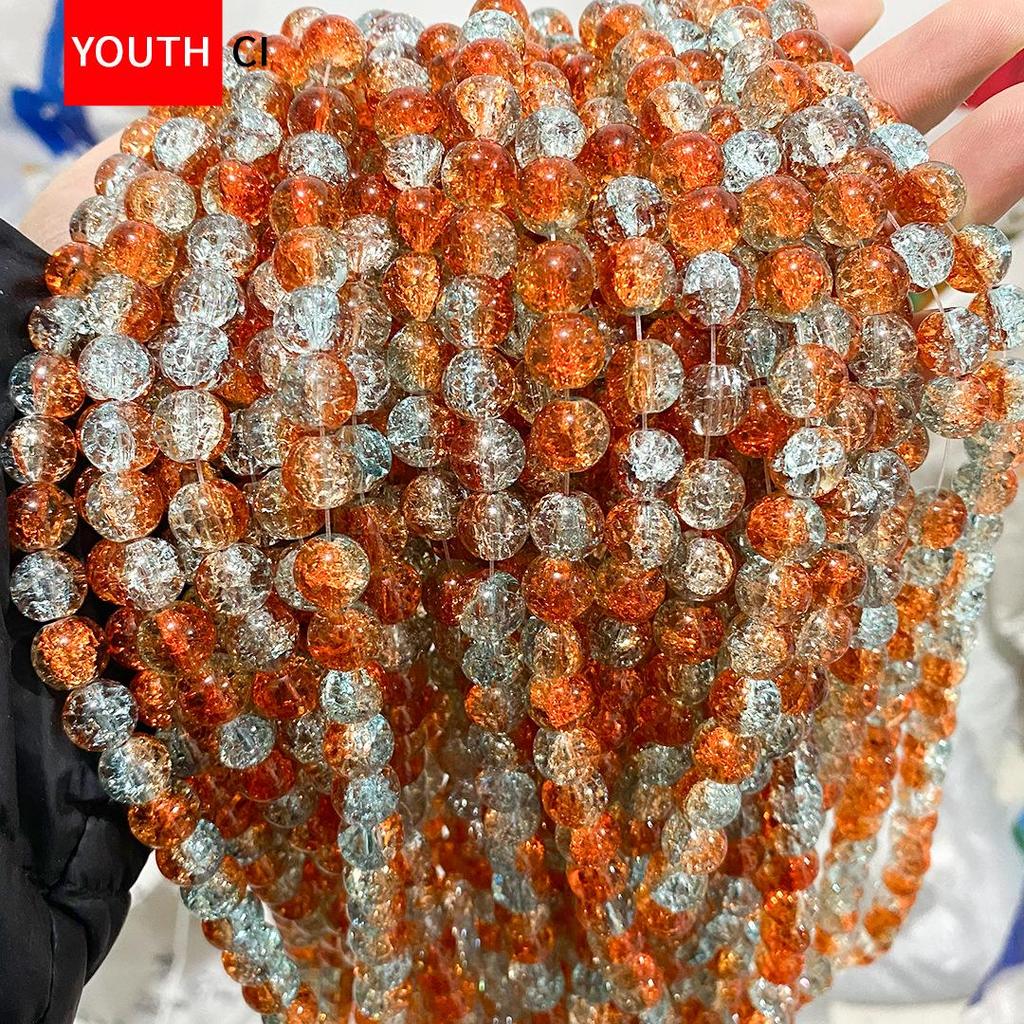 Koraliki z kryształowego szkła z glazurą crackle ice do samodzielnego tworzenia bransoletek i projektów przekładek