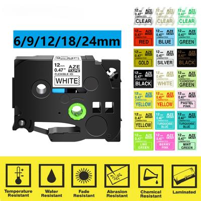 1 pezzo 6mm/9mm/12mm 231 nastro per etichette compatibile con Brother P-Touch Label Maker, adatto per TZ TZE 131 231 431 531 631 731 Ribbon