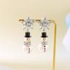 Pearl Snowman Earrings Rhinestone Xmas Dangle Earrings Christmas Earrings  New Year Ear Gift