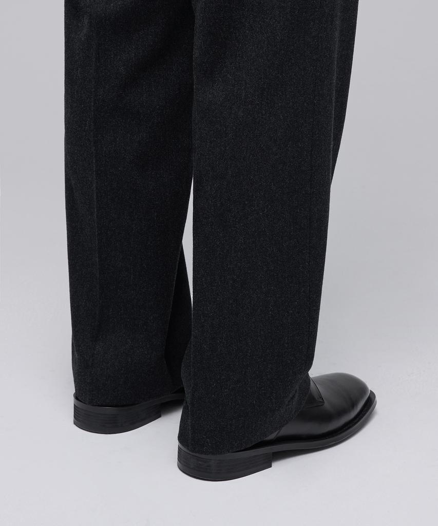 MUSINSA STANDARD Wool Flannel Wide Slacks [Charcoal Gray]