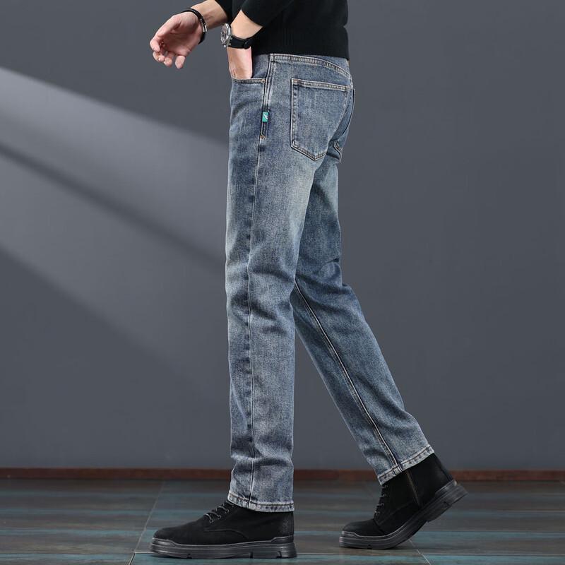 Jie Lei Nuo Herren Winter Straight-Leg Stretch Jeans