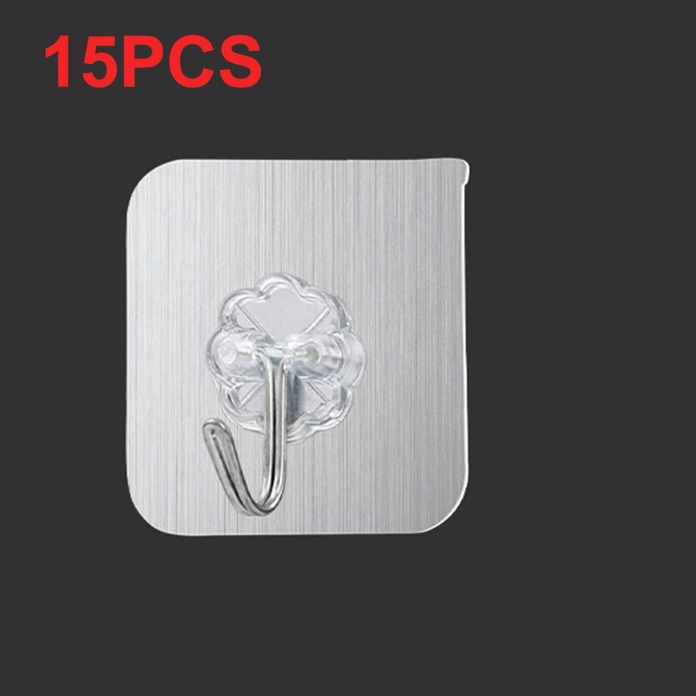 15Pcs New Bathroom Kitchen Non Trace Hooks Wall Hanger Sticky Sucker