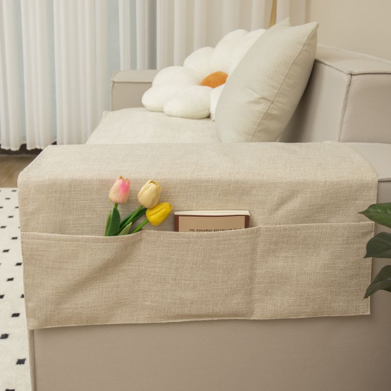 Sofa Handrail Cover Cloth Widened Imitation Linen Dust Towel Cover Pad Universal for Summer Non-Slip Towel