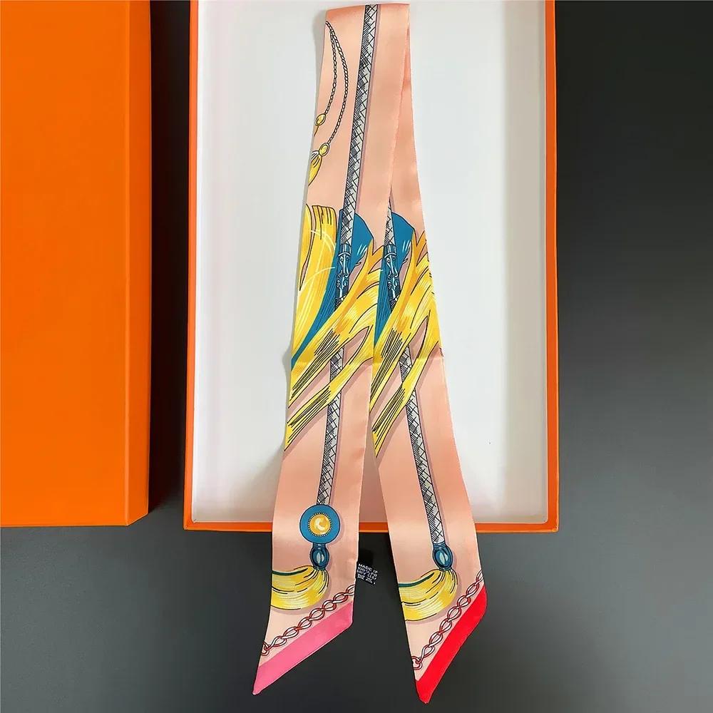 Long Lady Bag Silk Scarf Skinny Neck Hair Scarfs For Women Band Headwear Handbag Tie Ribbons  New Handle Wraps Summer