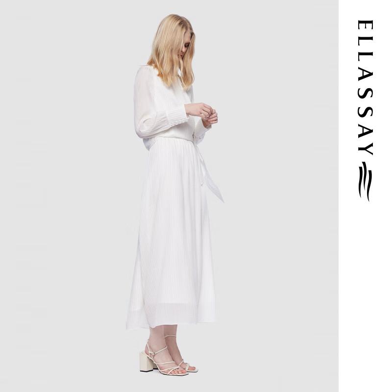 ELLASSAY 2025 Early Spring Elegant Silk Pleated Long Skirt